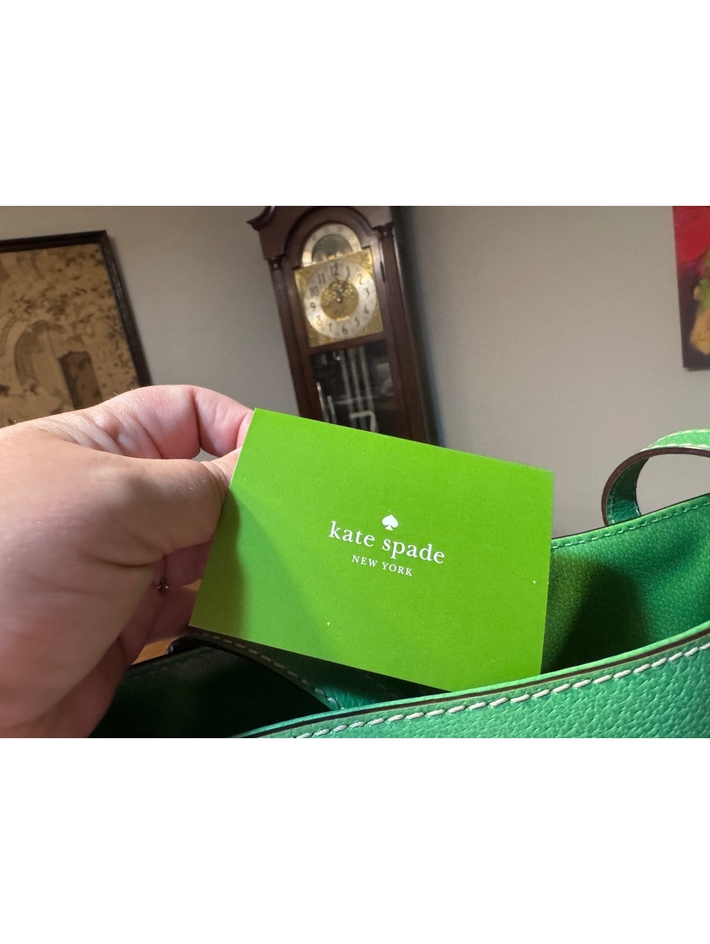 Kate Spade NY Green Leather Tote Bag Custom Floral Bee Butterfly OOAK PXRU3272 - Picture 12 of 14
